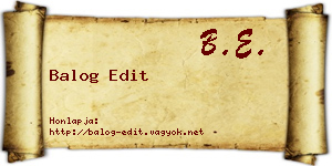 Balog Edit névjegykártya